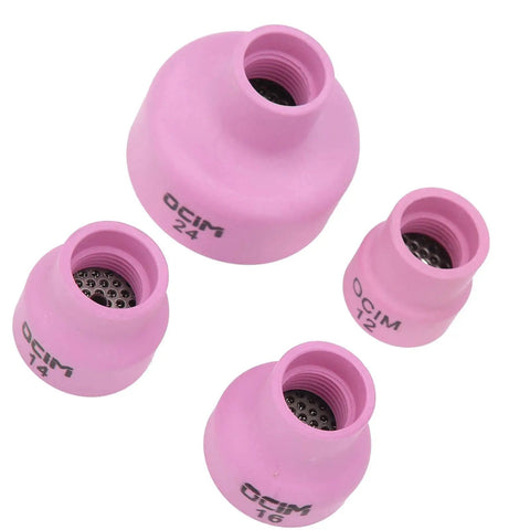 Professional Grade Alumina Welding Cup Set With Ceramic Torch Kit For Industrial Supplies And TIG Enthusiasts Featuring Easy User-Friendly Installation And Superior Durability To Supercharge Your Fabrication Game Today, showing various sizes of alumina ceramic cups.