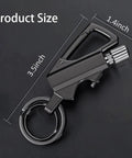 3in1 Lighter With Multitool Keychain And Bottle Opener, Vintage Metal Alloy Pocket Lighter with size dimensions, black finish