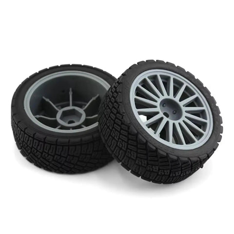 On Road RC Car Tire and Red Plastic Wheel Set Upgrade for One Tenth Scale RC Cars The Rally Style Racing Tire Replacement Part For TT01 TT02 XV01 TA06 WR8 HSP And More