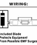 Wiring diagram illustrating Heavy Duty Electric Door Strike Lock Fail Secure 12Vdc setup with diode protection against EMF surges.