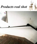 Dead Easy Install Wall Mounted Stair Handrail Industrial Pipe Style Wrought Iron Finish Black Anti Slip Safety Railing mounted on wall