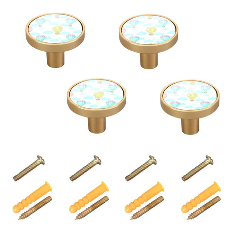 Level Up Your Space Game With This Set Of 4 Premium Gold Hot Air Balloon Cabinet Knobs featuring smooth zinc alloy grip and screws.