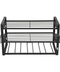 Heavy Duty Wall Mounted Tool Rack Black Iron Power Tool Organizer With Drill Slot And Charging Shelf Built Like A Tank Hammer Plier Storage 150 Lbs Load Bearing Tool, front view.