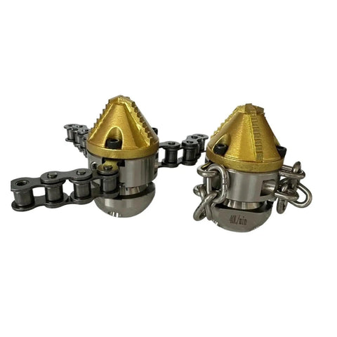 Industrial Grade High Pressure Rotating Chain Nozzle For Sewage Sludge Cleaning Fits Three Eighths And One Half Inch Lines 40L 70L Capacity, yellow metal chain nozzle