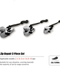 Three Size Zipper Pull Replacement Kit For Jackets, Backpacks, Luggage And Tents With No Fuss Quick Fix Adjustable Non Slip Zipper Repair Set For Broken Zippers, showing three metal zipper repair tools in different sizes.