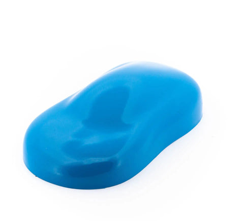 Sample of Pro Grade Industrial Spray Paint Gloss Safety Blue 48 oz 3 Pack high solids finish on metal model surface