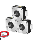 3 Pack Nema 17 Stepper Motors Set 2 Phase 1.8 Degree High Torque Bipolar 0.13Nm 1.0A 21mm Body With 4 Lead Wires 24mm Shaft