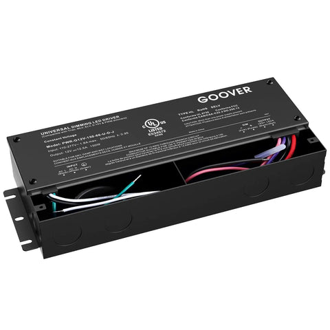 Rugged 150W Dimmable LED Driver With 100-277V AC Input And 12V DC Output, 5 In 1 Dimming ELV MLV TRIAC 0-10V 1-10V 10V PWM Potentiometer IP67 Waterproof UL Listed For Smooth Dimming on display