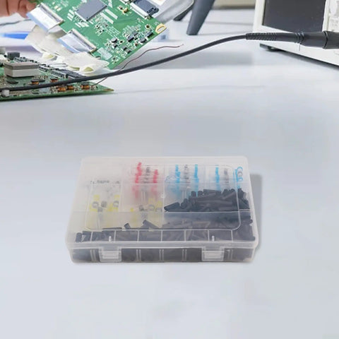 Get These 400 PCS Solder Seal Wire Connectors Heat Shrink Kit For Waterproof Electrical Work. Crank Up Your Connections With All In One Tool That Melts Low To Seal And Conduct Like A Boss No Extra Tools Needed Dual Layer Polyolefin Shell Keeps Stuff., 400-piece heat shrink solder connectors kit in plastic case for PCB and wiring repair