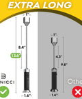 LED BBQ Grill Light Set Of 2 With 360 Degree Magnetic Base And Extra Long Gooseneck, Portable Outdoor Lamp with size comparison.