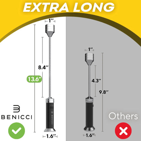 LED BBQ Grill Light Set Of 2 With 360 Degree Magnetic Base And Extra Long Gooseneck, Portable Outdoor Lamp with size comparison.
