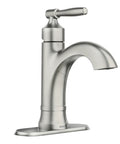 Halle Spot Resist Brushed Nickel One Handle Bathroom Sink Faucet With Optional Deck Plate Aerated Water Flow Flexible 1 Or 3 Hole Installation