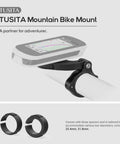 Edge Mountain Bike Mount For Garmin GPS Computers Rock Solid Bar Mount showing installation on a mountain bike handlebar.