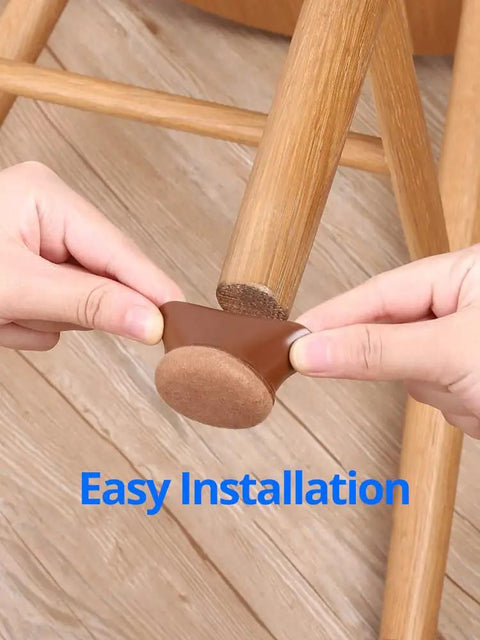 Installing brown Round Chair Leg Caps With Felt For Hardwood Floors No Scratch Protection on wooden chair leg