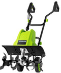 18 Inch Electric Tiller Cultivator With 8.7 Inch Depth And 24 Steel Tines, 13.5 Amp Corded Power For Gardening, green design