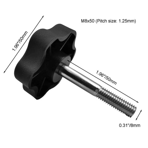 Durable M8 x 50mm Canopy Screws for Porch Swing Replacement Bolts, black handwheel with stainless steel threaded portion