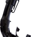 Close-up of black Mexico Semi Dry Snorkel for Adults With Anti Splash Valve and Comfortable All Day Fit Rounded Profile Easy Breathing Tube.