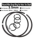 Solid 5Pcs Spring Steel Retaining Rings With Three And A Half Mm Wire Diameter For Shaft Outside Diameters Between Sixty Nine And One Eighty Millimeters on white background.
