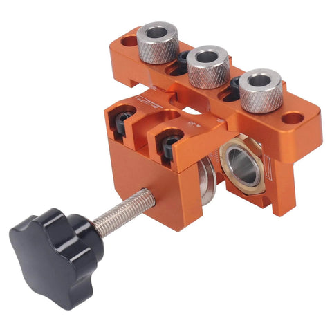 3 In 1 Doweling Jig Kit With Pro Grade Aluminum Alloy Construction Anodized Finish Drilling Locator Puncher And Auxiliary Punching Plate
