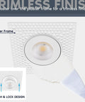 Slick Floating Gimbal Led Trimless Recessed Light Kit Featuring Built In Junction Box With Killer Glow Dimmable Bulbs installation with plaster frame