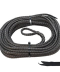 Coiled replacement synthetic winch cable rope, 7/32 inch x 50 feet, gray braided texture, for ATV UTV recovery with sleeve