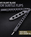 Black Stainless Steel Balisong Trainer With Safe Unsharpened Blade And Sure Spring Latch Fully Dull Practice Knife For Flipping