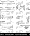 Dimensions guide for Brushed Gold Stainless Steel Bathroom Hardware Set With Toilet Paper Holder, Towel Bar, Towel Rail, Robe Hook