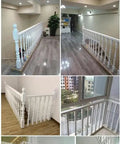 Rock Solid White Wooden Baluster Posts For Staircase Deck And Porch, No Sweat Poplar Wood Spindle Assembly in various indoor settings.