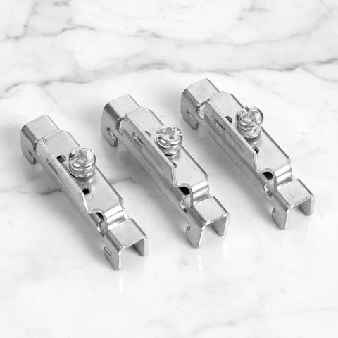 12 Piece DIN Rail End Stops Kit For 35mm Rails With Screw Clamps Galvanized Iron Alloy Ends That Lock Terminal Blocks No Slip And Secure Components In Electrical Panels And Control Cabinets, three clamps