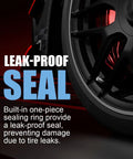 Close-up of Rugged Valve Stem Caps 5 Pack No Fuss Metal Shell With Plastic Liner Corrosion Resistant And Leak Proof Universal Schrader Fit For Cars