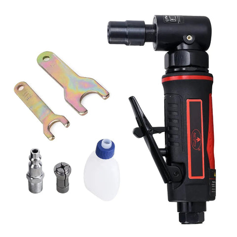 One Quarter Inch Angle Die Grinder With Pistol Grip Air Powered 20000 RPM AP17315 Includes One Quarter Inch Collet Rear Exhaust Safety Lock
