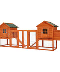 Big Ol Wooden Chicken Coop With Run For 4-6 Chickens, 2-Tier Outdoor Hen House, weatherproof fir wood, natural finish