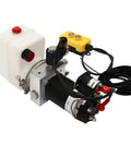 Heavy Duty 12V Electric Hydraulic Pump With Single Acting Power Source For Tipping Applications, showing motor and control switch.