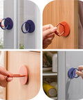 Adhesive Stick On Cabinet Handles 3 Pack Triangle and Hexagon Pull Knobs No Drill Easy Install displayed on wood and glass cabinets