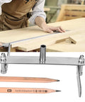 Built Tough Stainless Steel Woodworking Center Finder Marking Gauge with Sharp Scriber Tool, two pencils included, precise layout.