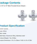 Heavy Duty 1/4 Inch Male To Male Tripod Screw Adapter 2 Pack Built Tough Aluminum Alloy Thread Converter for camera mount.