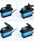 Beefy 35Kg Digital RC Servo With All Metal Gear Coreless Motor Waterproof for RC models, shown in four angles, 270-degree rotation.