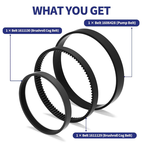 3 in 1 Belt Replacement Kit for ProHeat 2X Revolution Pet Pro Carpet Cleaners 3 Pack Flat Pump Belt Small Brush Belt Gear Belt