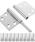 Flag-Shaped Door Hinges Set Stainless Steel No-Fuss Easy-To-Remove Six Pairs, showing close-up of hinge design and materials.