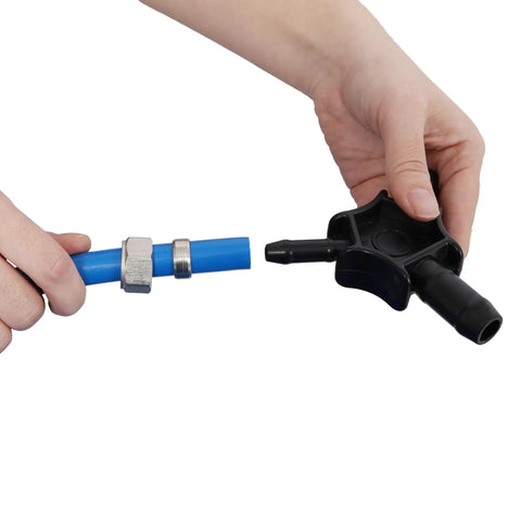 Heavy Duty 1/2 Inch Blue Air Compressor Piping Tube 200 Foot Hose Kit With Quick Connect Fittings for easy attachment.