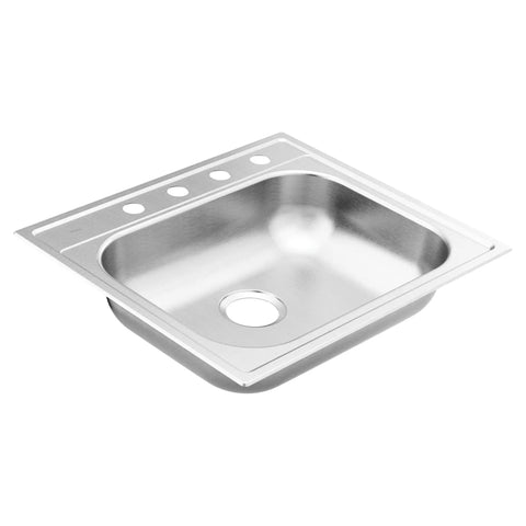 2000 Series 25 Inch 20 Gauge Drop In Stainless Steel Kitchen Sink With Rear Drain Quick Mount Noise Shield Built To Last