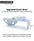 Anti Sag Gate Kit For Wooden Fence Outdoor Gate Hardware with upgraded corner brace and zinc coating for S-hook attachment.