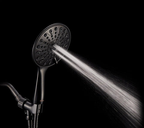 Handheld Shower Head 6 Inch Rainfall Face With High Pressure And 6 Spray Settings Including Power Rain, Oil Rubbed Bronze Finish