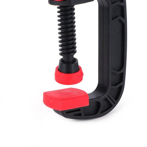 G Clamp Woodworking Tool With Quick Adjustable Movable Jaw For DIY Woodworking And Carpentry Projects 2 Inch Opening 50mm Soft Grip Holding Clamp For Fast Easy And Secure Fabrication, black and red