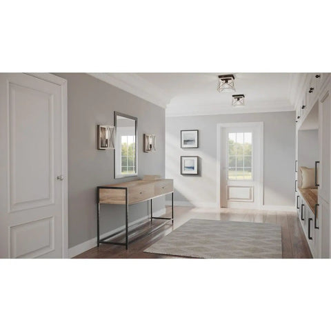 Contemporary hallway with Dope Modern 1 Light Ceiling Flush Mount in Graphite Finish for interior spaces, 9.5x9.5 inch.