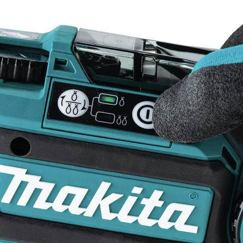 Makita 18 Volt LXT Brushless Cordless Deep Capacity Rebar Tying Tool Kit With 5 Amp Hour Battery And Charger control panel close-up