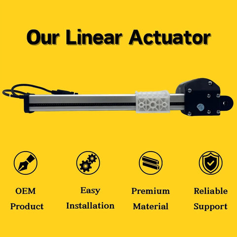 Straight Up No Nonsense Replacement Linear Actuator For Power Recliner And Lift Chair Motor KDPT005-144 with black casing and plug.