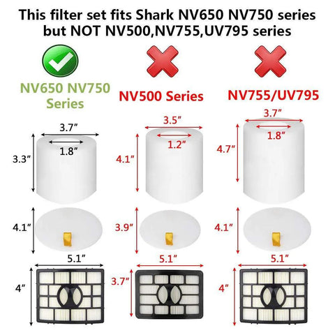 Replacement Pro Grade Vacuum Filters Set For Rotator Powered Lift Away Upright Vacuums AZ1002 NV650 NV651 NV652 NV750 NV751 NV752 NV753 AX950 AX951 AX952 ZU632 Includes Two Post Filters And Four Foam And Felt Filters Part XHF650 XFF650 filter dimensions