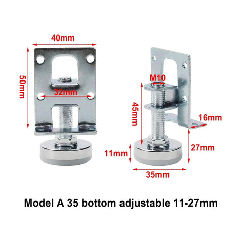 Adjustable Furniture Feet Set 4 Pack, Beefy Heavy Duty Leveling Feet with dimensions for cabinets, tables, workbenches