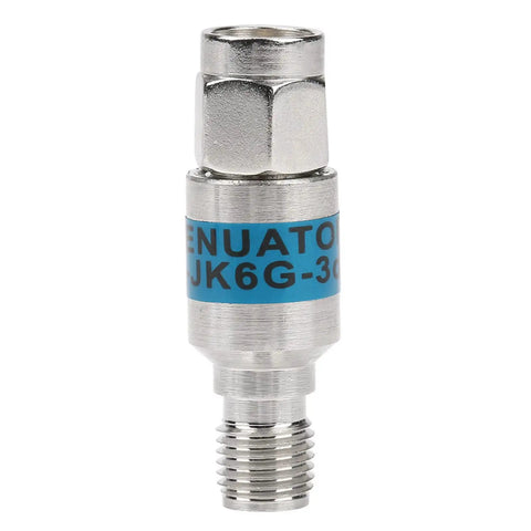 3 Pack SMA Male To Female Coaxial DC Block Attenuator 10dB Constant Attenuation 2W 50 Ohm DC 6.0 GHz, close-up view